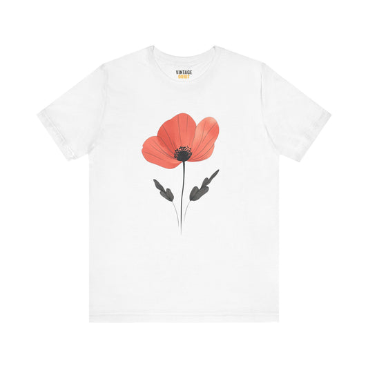 Flower Minimalist Red T Shirt