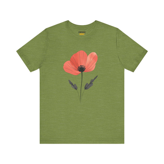 Flower Minimalist Red T Shirt