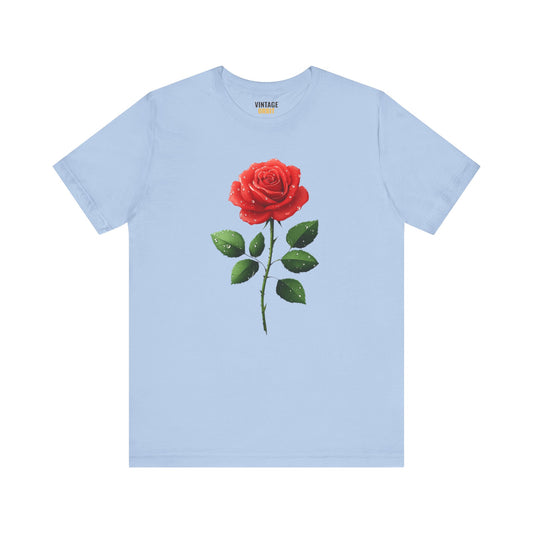 Flower Red Rose With Dew T Shirt