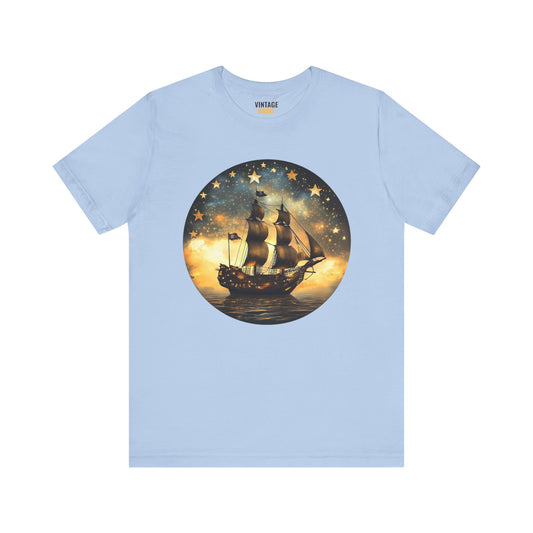 Fishing Pirate Ship Under Stars T Shirt