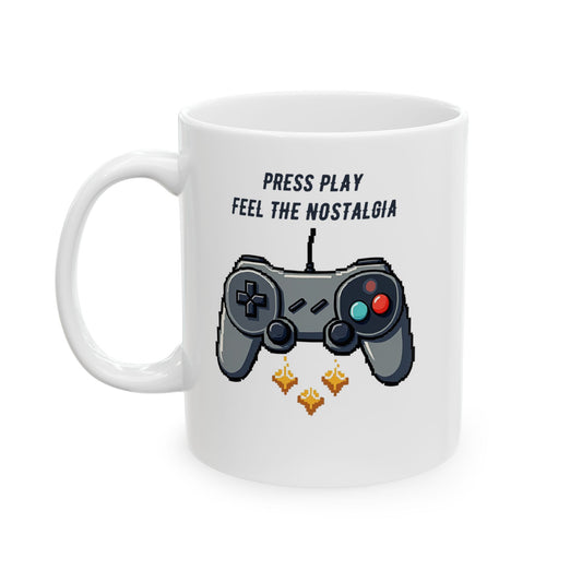 Retro Gaming Press Play Nostalgia Mug