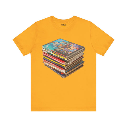 Retro Gaming Stacked Comic Books T Shirt