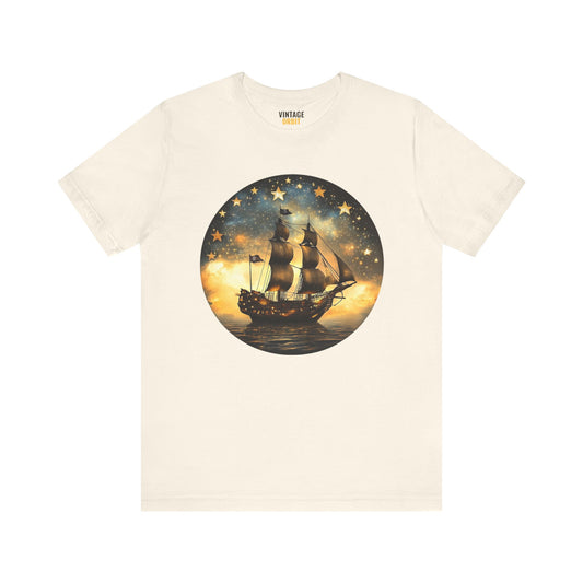 Fishing Pirate Ship Under Stars T Shirt