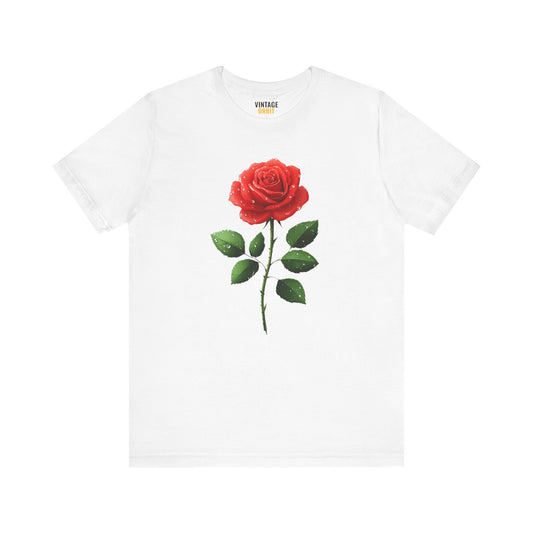 Flower Red Rose With Dew T Shirt