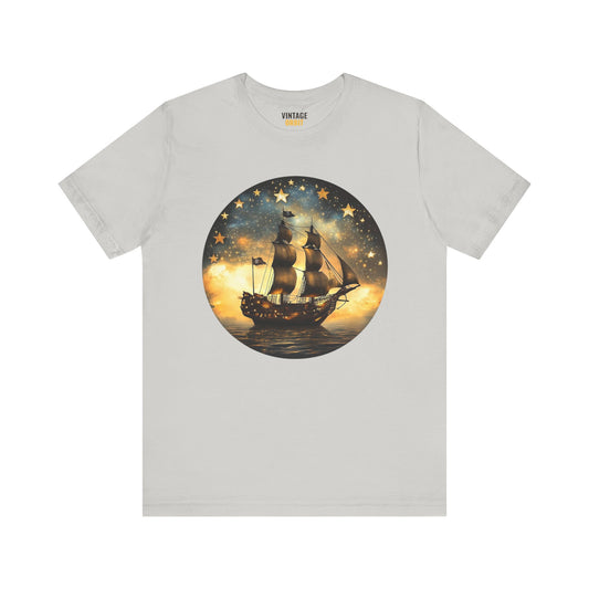 Fishing Pirate Ship Under Stars T Shirt