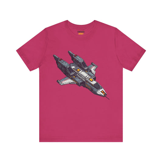 Retro Gaming Pixel Spaceship Design T Shirt