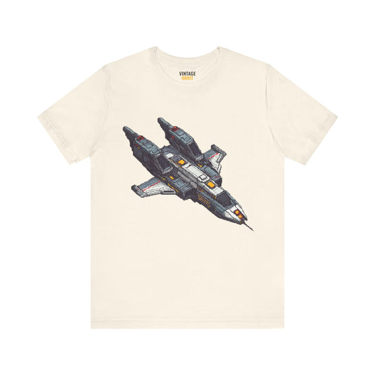 Retro Gaming Pixel Spaceship Design T Shirt