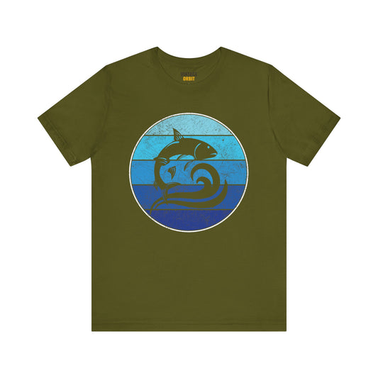 Fishing Wave and Fish Art T Shirt