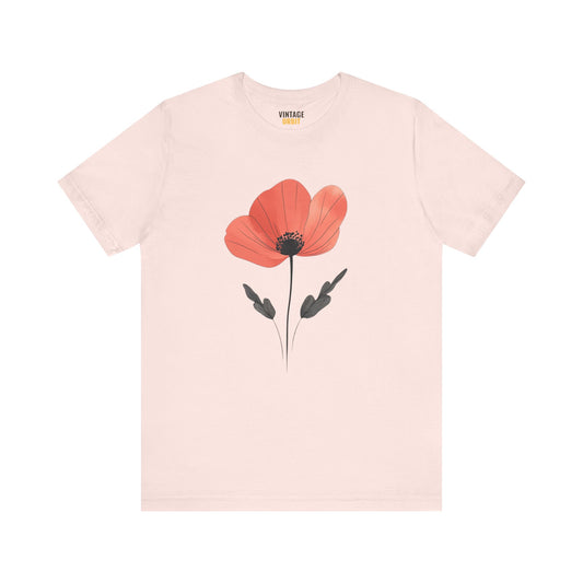 Flower Minimalist Red T Shirt